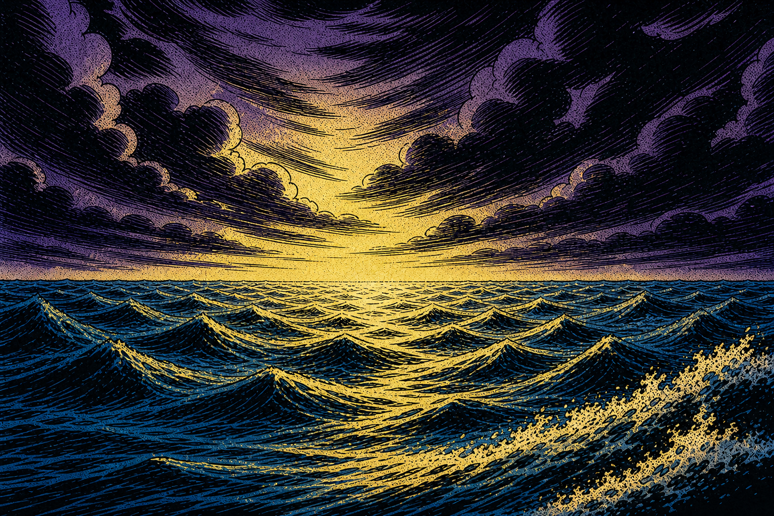 Light spreading across water with no visible sun.